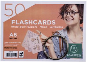 50 Flashcards mit Ring liniert und perforiert, A6 - Farben sortiert