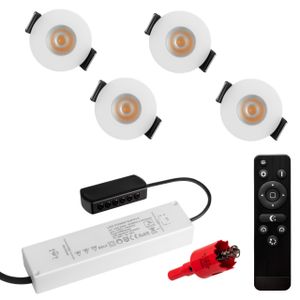 4er Set, S-Polylight® Mini LED Einbauspot Set in Weiß | Warmweiss 3.000K DIMMBAR IP65 FUNK 3W Einbaustrahler Terrassenbeleuchtung Bad Sauna