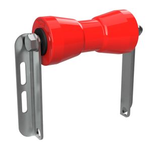 Polyurethan Kielrolle mit Halter C Sliprolle Bootstrailer Sliphilfe, SUPROD, Stahl verzinkt, 180 mm, rot