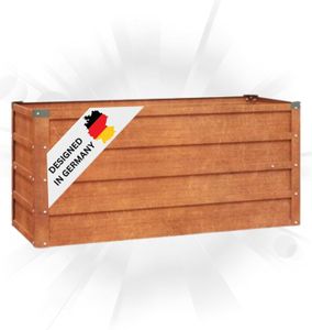 DELUKE® Hochbeet aus Cortenstahl ISAK | unten offen | Pflanzenbeet Gartenbeet Metall Blumenbeet Beet hoch Frühbeet für Garten Gemüsebeet, 100x40x45cm