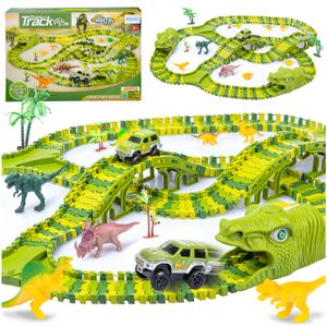 Mega große Dinosaurierpark Dinosaurier Rennbahn 360 cm, Magic Track 270 Teile, Kinderplay KP9279