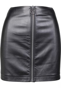 Urban Classics Rock Ladies Faux Leather Zip Skirt Black-M