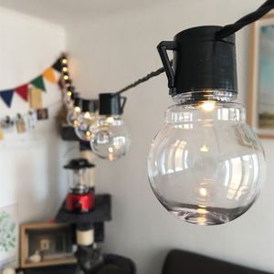 6M 20LEDs LED Transparent Glühlampe Lichterkette Kugeln Glühbirnen Lichtervorhang Wasserdicht Innen Außen Party Garten Hochzeit Beleuchtung Vorhang Deko, Warmweiß