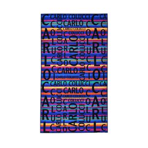 Carlo Colucci Strandtuch Matteo in weicher Baumwolle aus edler Jacquard-Qualität, Farbe:Blau und Pink, Größe:100 x 180 cm