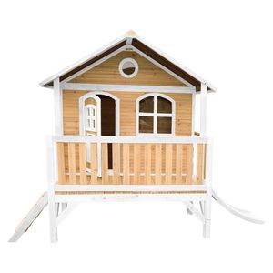 AXI Spielhaus Stef mit weißer Rutsche | Stelzenhaus in Braun & Weiß aus  Holz für Kinder | Spielturm für den Garten