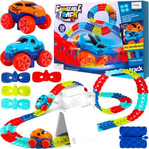 MalPlay Eisenbahn Rennstrecke 138 Teile | Jigsaw Puzzle | elektrisches Spielzeugauto inklusive | Kinder ab 3 Jahre