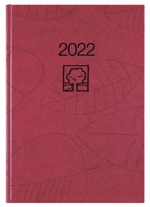 Taschenkalender weinrot 2022 - Blauer Engel - Büro-Kalender 10,2x14,2 - 1T/1S - Stundeneinteilung 7-22 Uhr -  610-0711-1