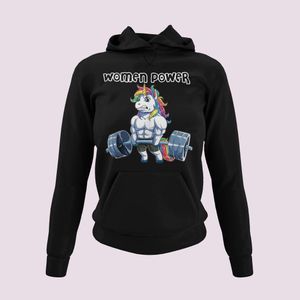 Damen Hoodie Kapuzenpullover Unicorn Gym Women Power Trainings Fitness Sport Hoody