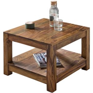 FineBuy Couchtisch Massiv-Holz 60 x 60 cm Wohnzimmer-Tisch Design braun Landhaus-Stil Beistelltisch Farbe wählbar