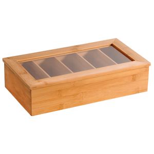 KESPER Teebox Tee-Box mit 5 Fächern aus Bambus 58900