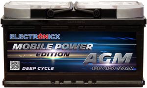 Electronicx Mobile Edition Batterie AGM 120 AH 12V Versorgungsbatterie Freizeit Akku