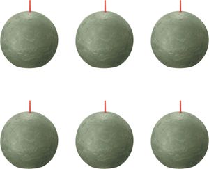 Bolsius - Rustikale Kugelkerze - Ø76mm - Frische Olive - Vorteilspack - 6 Stücke