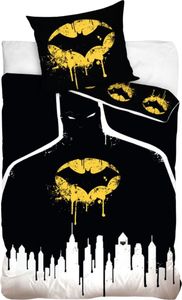 Batman - Fledermaus - Bettwäsche-Set Logo AG3701 (Einzelbett) (Gelb/Schwarz)