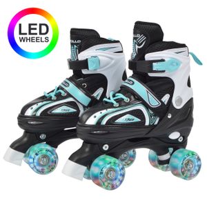 Apollo Super Quad X Pro | verstellbare Rollschuhe für Kinder | komfortable, größenverstellbare LED Roller Skates | Rollschuhe für Mädchen und Jungen | Größen 31 - 42 Größe M (35-38) - mint