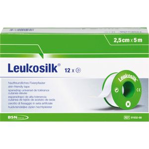 BSN Leukosilk Rollenpflaster ohne Schutzring 2,5cm x 5m 12 Stück