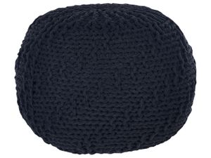 BELIANI Pouf Schwarz Baumwolle ⌀ 50 cm Rund Gefochten Strickhocker Strickpouf Boho für Wohnzimmer Kinderzimmer Schlafzimmer Deko Haushalt Wohnen