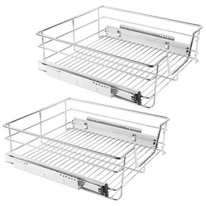 2x Teleskopschublade für 50cm Schrankbreite | Küchenschublade Korbauszug Schrankauszug