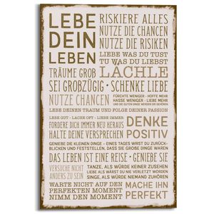 Wandbild Deco Panel Denke Positiv und lebe dein Leben Deutscher Text - Lebensweisheit - Motivation