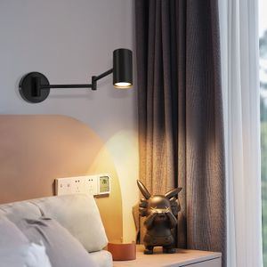 ZMH Wandleuchte Innen Schwarz Wandlampe Vintage Wandstrahler Schlafzimmer Schwenkbar Metall Treppenhaus Retro GU10 für Wohnzimmer Flur