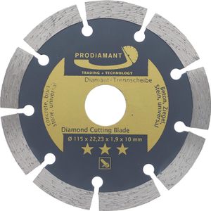 PRODIAMANT Diamanttrennscheibe 115mm Beton, Stein, Ziegel, universal für Winkelschleifer