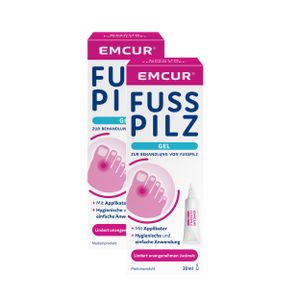 2 x 20 ml, Emcur Fußpilz-Gel: Behandlung gegen Fußpilz, vermindert Juckreiz und Rötungen, zur Unterstützung der Hautbarriere, kühlende Wirkung