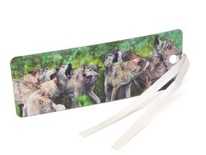 1x 3D Lesezeichen Wölfe 15x5cm Tiere Wackelbild Wackelkarte Buchzeichen Bookmark Bücher Buch Wolf