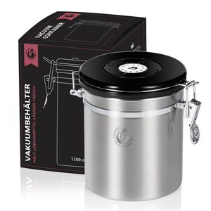 Kaffeedose aus Edelstahl - Vakuum-Deckel und Aromaverschluss - Coffee Fox - Mittel M