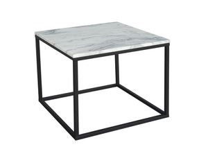 SIT Möbel Couchtisch quadratisch | Platte Marmor weiß | Gestell Metall schwarz | B 60 x T 60 x H 50 cm | 01053-30 | Serie THIS & THAT