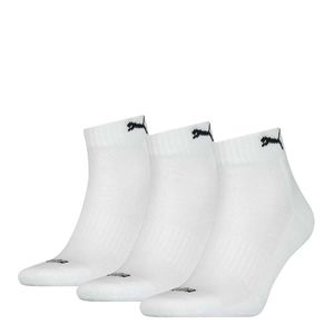 PUMA Uni čtvrteční ponožky, 3 balení - polstrované, froté podrážka, logo, jednobarevné bílé 39-42