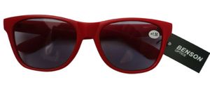 GKA 2in1 Sonnenbrille rot 2,5 Dioptrien mit Sehstärke Federbügel und Etui Sonnenlesebrille Nerd Lesebrille getönt  graues Glas