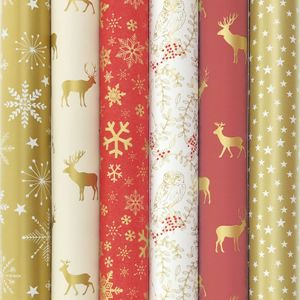 WINTER CHARM Geschenkpapier für Weihnachten – 200 x 70 cm – 3 Rollen