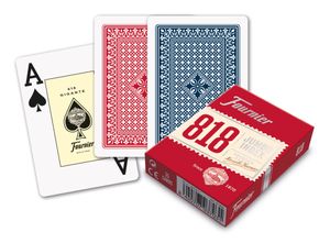2x Fournier 818 Pokerkarte 2 Jumbo Index blau & rot