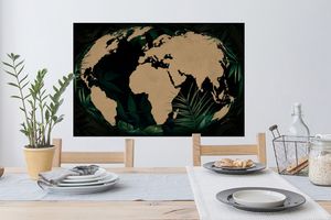Wandtattoo Wandsticker Wandaufkleber Weltkarte - Globus - Pflanzen 90x60 cm Selbstklebend und Repositionierbar
