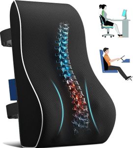 Rückenkissen aus Memory Foam, Lendenkissen für Bürostuhl, Gaming-Stuhl, Rückenstütze für Schreibtischstuhl Lendenwirbelkissen, Verstellbare Riemen