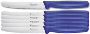 Victorinox Messer-Set 6 Stück mit Wellenschliff (Rostfrei, Edelstahl, Spülmaschinengeeignet) blau