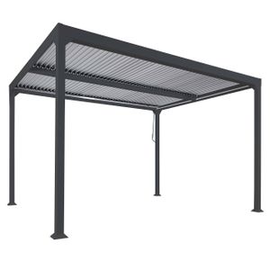 Alu Pergola HWC-L41, Lamellen-Pavillon Terrassenüberdachung, stabiles 8cm-Metall-Gestell 3x3m  anthrazit