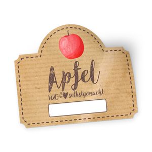 itenga 50 x Marmeladen Etikett Apfel 4,5x3,8cm 100% selbstgemacht Sticker