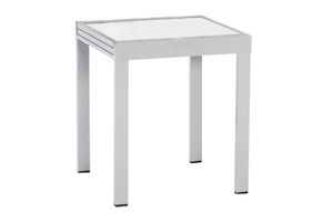 Balkonový stůl Merxx rozkládací 65/130 x 65 cm - hliníkový rám stříbrný s matnou skleněnou deskou