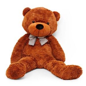 Lumaland Riesen XXL-Teddybär mit Knopfaugen und Schleife - 120 cm - Braun