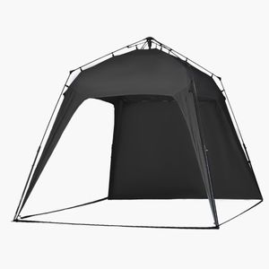 Faltpavillon Campingzelt Gartenzelt mit Seitenteile Tasche Schwarz Pop Up Zelt Aufbau in 2 Minuten, mit 1 Seitenteilen, Stehhöhe von 1,90 Meter und einer Fläche von 2,50 x 2,50 schwarz