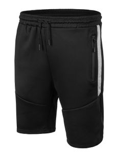 Shorts Herren Kurze Hose Bermuda Sommer Jogginghose Taschen mit Reißverschluss schwarz XXL