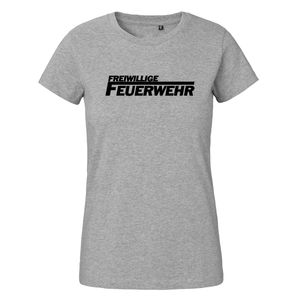 Huuraa Damen T-Shirt Freiwillige Feuerwehr langes F Bio Baumwolle Fairtrade Oberteil Größe S Sport Grey mit Motiv für Lebensretter