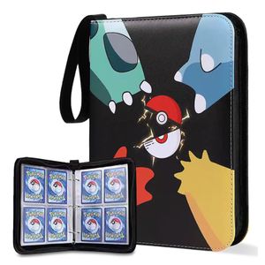 Pokemon Sammelalbum, Kompatibler Scrapbook-Kartenhalter, Ordnerbuch, Albumbinder, für 400 Kartenfächer,4 Taschen, 50 Premium-Seiten,Schwarz