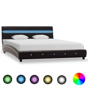 Bettgestell Möbel,Betten,Zubehör,Betten,Bettgestelle Bettgestell mit LED Schwarz Kunstleder 120 x 200 cm