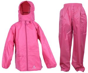 DryKids wasserdichtes 2er-Set Regenjacke und Regenhose, aus Polyester, reflektierend, in Pink, geeignet für Jungen und Mädchen, ab 11 bis 12 Jahren