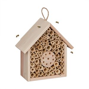 Relaxdays Bienenhotel, Holz, Insektenhotel Wildbienen, Garten, Balkon, zum Aufhängen, HxBxT: 20,5 x 19,5 x 8,5 cm, Natur Relaxdays Bienenhotel, Holz, Insektenhotel Wildbienen, Garten, Balkon, zum Aufhängen, HxBxT: 20,5 x 19,5 x 8,5 cm, Natur