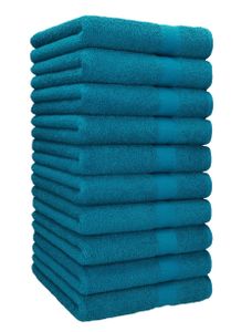 Betz 10 Stück Handtücher PALERMO Handtuch-Set 100% Baumwolle Größe 50x100cm Farbe Petrol