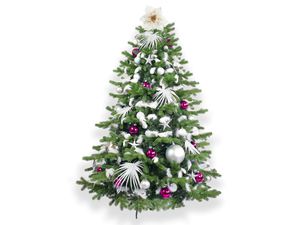 Geschmückter künstlicher weihnachtsbaum mit 222 Stk Kugeln POLAR PINK II 450 cm mit Metallständer