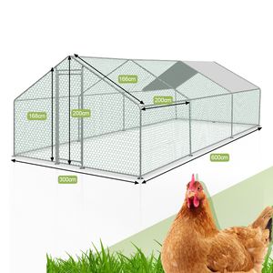 Yakimz 3x6x2m Hühnerstall Tiergehege Freilaufgehege Tierlaufstall mit PE-Schattendach, Verzinkter Stahlrahmen, Außenzaun Verwendet für Hühner, Geflügelställe, Kleintiere