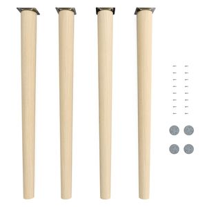4x sossai® Holzfüße rund - gerade Ausführung 71cm Buche Naturbelassen Holzmöbelfüße Tischbeine Möbelbeine Holz Möbelfüße